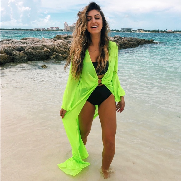 neon beach cover up